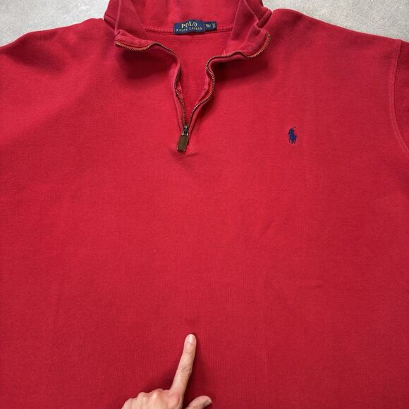 Polo Ralph Lauren Quarter Zip Sweater Mens 3XLT Red Big Tall Cotton Ribbed - Picture 11 of 11